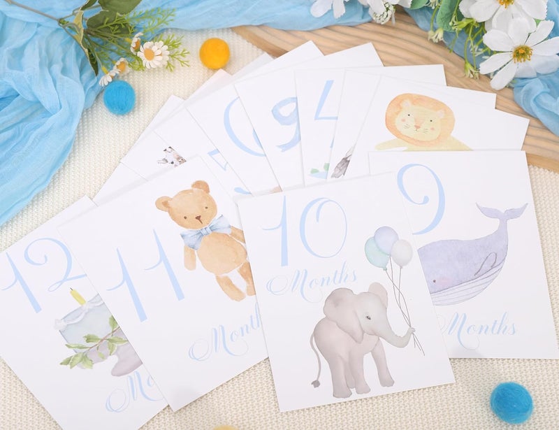 beaded Baby First Holiday Cards - First Year Cards,Monthly Milestone Baby Shower,Milestone Monthly Holiday Photo,Photo Props (blue) - Image 5